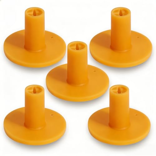 Rubber Golf Tees for Mats Adjustable Height Golf Simulator Tees, Indoor Outdoor Practice, Non-Slip Golf Mat Tees with Holder, Compatible with Driving Range & Golf Simulators - color: orange 5 pack all 1.5"