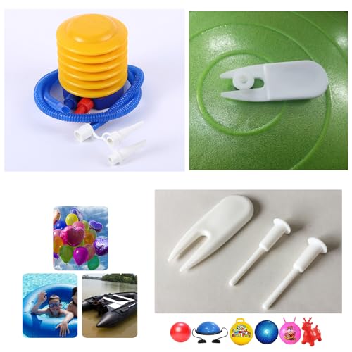 Yoga Ball Pump Exercise Balls Pumps Manual Hand Foot Press Air Inflator with Plug Pin Stopper Adapter Kit for Sports Fitness Balloon Swimming Ring Pool Float Inflatable Bed Pillow Boat Outdoor