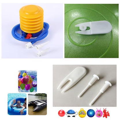 Yoga Ball Pump Exercise Balls Pumps Manual Hand Foot Press Air Inflator with Plug Pin Stopper Adapter Kit for Sports Fitness Balloon Swimming Ring Pool Float Inflatable Bed Pillow Boat Outdoor