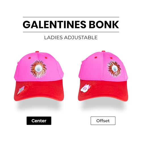 Ladies Adjustable Hats - Tee Holder with Tees & Bill Magnet with Ball Marker - 100% Custom Made - color: Galentines Bonk, style: Center