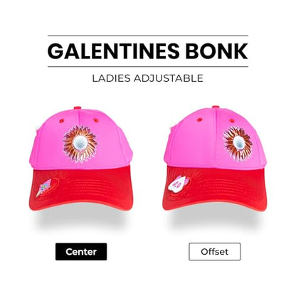 Ladies Adjustable Hats - Tee Holder with Tees & Bill Magnet with Ball Marker - 100% Custom Made - color: Galentines Bonk, style: Center