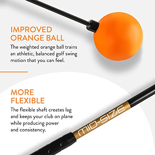 Orange Whip Golf Swing Trainer Aid Patented & Made in USA for Improved Rhythm, Flexibility, Balance, Tempo, and Strength *American Made* - style: Midsize - 43.5"