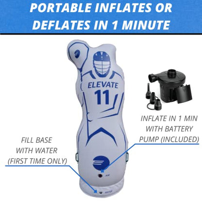 Elevate 11th Man Inflatable Lacrosse Goalie Shot Blocker and Dodging Dummy - Dodge and Shoot with This New Lacrosse Goal Target Training Aid w/Pump for Boys and Girls Lax Training Equipment