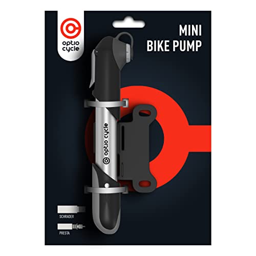 Mini Bike Pump 120 PSI / 8.3 Bar – Compact Portable Frame-Mounted Bicycle Hand Air Pump for Presta and Schrader Valve | Small Manual Tire Tool for Road, Track, Mountain Bike, BMX, Ebike - color: Silver