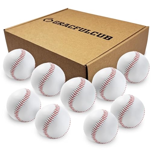 Baseball Ball, Official Game Baseballs for Youth and Adult Baseball Players Training, Official Size and Weight Suitable for Batting Fielding Hitting Pitching Practice - color: Hard Ball 9pc
