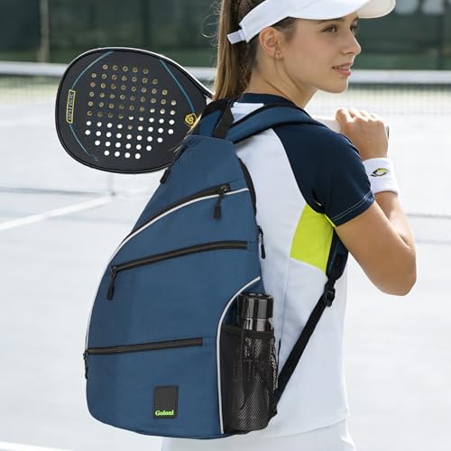 Goloni Pickleball Bag for Women Men, Convertible Pickleball Backpack Sling Bag with Fence Hook, Waterproof Polyester Paddle Bag with Multiple Compartments - color: Blue