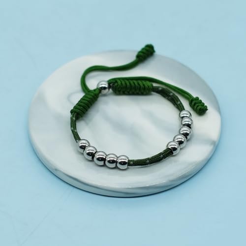 Golf Score Counter Bracelet, 10 Stainless Steel Beads, 2mm Cord Adjustable Golf Stroke Tracking Baseball Swimming Sport Golf Gift for Men and Women - style: Military Reflective