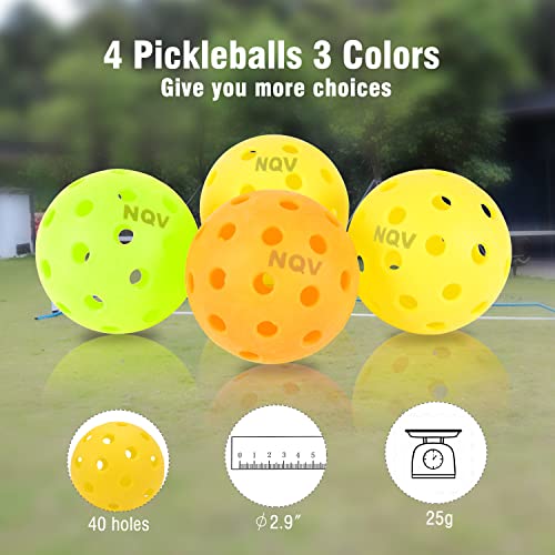 NQV Pickleball Net with 4 USAPA Approved Graphite Pickleball Paddles,Regualtion Size 22FT Pickle Ball Net, Outdoor Pickleballs, Carry Bag, Grip Tape,Weather Resistant Metal Frame - color: white