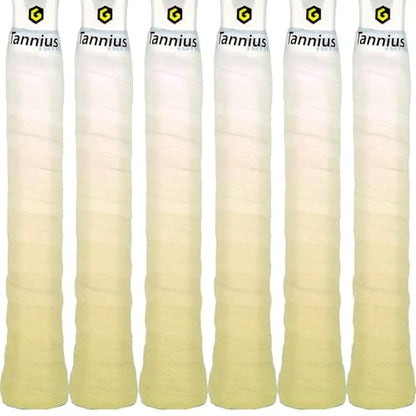 Tacky Tennis Racket Grip Tape, 6 Pack Tennis Grips, Absorbent and Enhanced Tennis Racquet Overgrip Tape（Gradient Color - color: Yellow