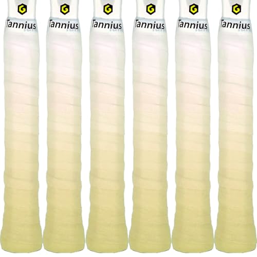 Tacky Tennis Racket Grip Tape, 6 Pack Tennis Grips, Absorbent and Enhanced Tennis Racquet Overgrip Tape（Gradient Color - color: Yellow
