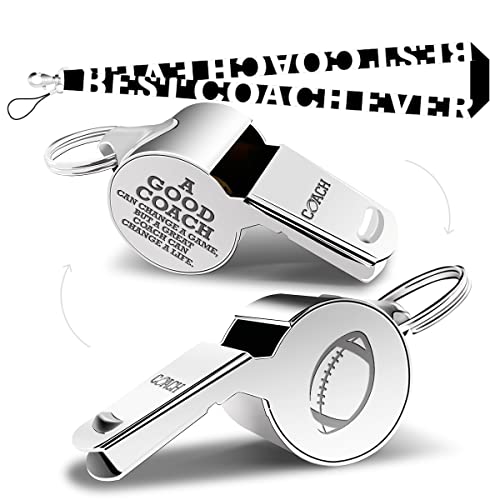 Whistle Thank You Football Gifts for Coaches Teachers Whistle Emergency Coach Referee Lifeguard Loud Whistle for Men Women Referees Coaches Sports Coaches Whistle with Lanyard Cheer Coach Gift.