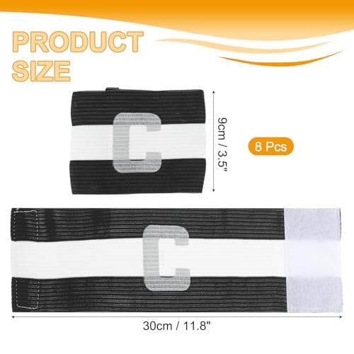MECCANIXITY Soccer Captain Armband, Captain Arm Bands for Soccer Elastic Captain C Arm Band Sports Captain Armbands for Football Team Training Youth & Adult - color: Black/White
