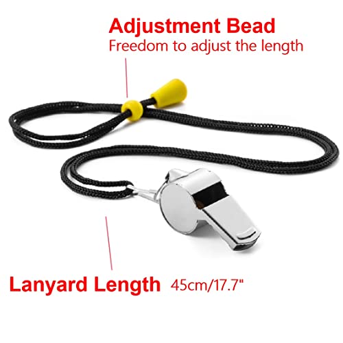 12 Pack Sport Whistles with Lanyar for Coaches, Referees and Officials, Loud Crisp Sound - color: 12 Pcs(6 silver+6 black)