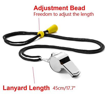 12 Pack Sport Whistles with Lanyar for Coaches, Referees and Officials, Loud Crisp Sound - color: 12 Pcs(6 silver+6 black)