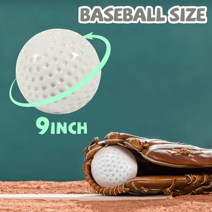 12 Pack Yellow Dimpled Practice Baseballs - 9-Inch Pitching Machine Balls for Baseball Training, Hitting & Fielding Practice, Hand-Eye Coordination Development