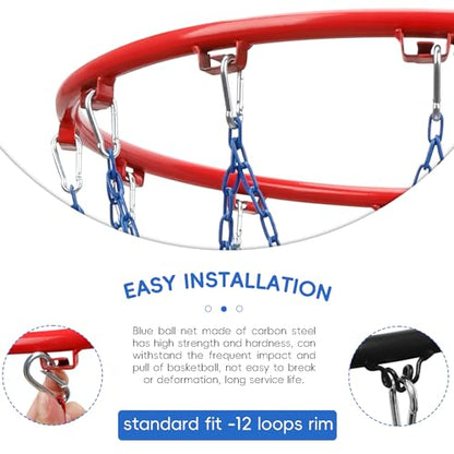 Basketball Net, Stainless Steel Braided Chain Heavy Duty, Standard Basketball Net (12 Links), Quick Installation. Suitable for Indoor and Outdoor Climates - style: 003