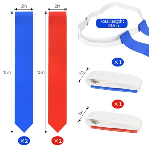 DkOvn Flag Football Set, Flag Football Belts with Flags, Easy Tear Away Belt for Youths, Adult Players of Flag Football - color: 2pcs(1 Blue+1 Red)