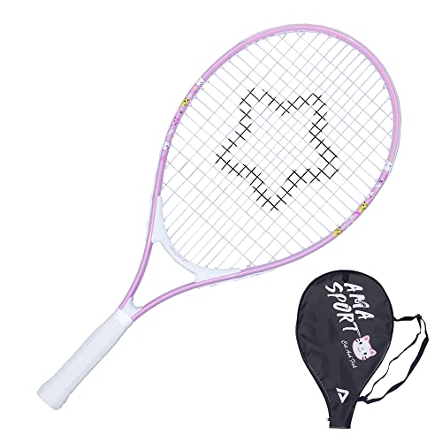 AMA SPORT Kids Tennis Racket for Junior Toddlers Starter Kit 17-25" Tennis Racquet for Girls and Boys with 420D Nylon Shoulder Strap Bag - color: Pink, size: 25 inch