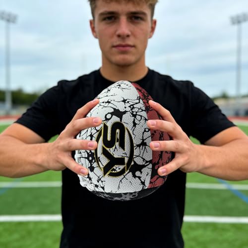 Holographic PassCatch Training Football - Solo Practice Trainer for Passing & Catching, Durable Composite Material with Dazzling Flash-Activated Light Show, - color: Red＆White
