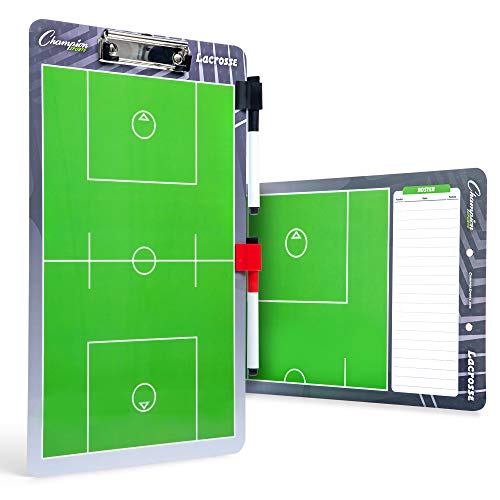 Champion Sports Large & XL Dry Erase Board For Coaching - Whiteboards for Strategizing, Techniques, Plays - 2-Sided Boards with Front Side Full Field - Backside Half Field and Lineup - color: Lacrosse, style: Standard Coaches Board