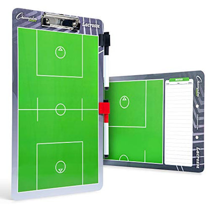 Champion Sports Large & XL Dry Erase Board For Coaching - Whiteboards for Strategizing, Techniques, Plays - 2-Sided Boards with Front Side Full Field - Backside Half Field and Lineup - color: Lacrosse, style: Standard Coaches Board