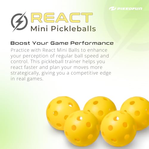PIKKOFUN React Mini Pickleball Balls - 5 Pack Quiet Training Balls for Improve Hand Speed, Paddle Control and Accuracy