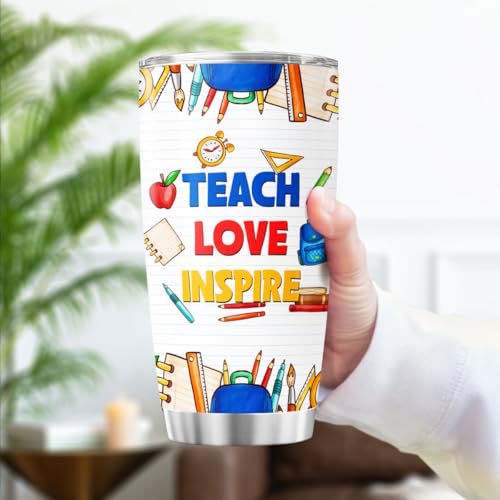 Teacher Life Rainbow Tumbler 20oz, Inspirational Teach Love Inspire Cup, Stainless Steel Thermal Coffee Mug, Appreciation Gift for Women, Back to School, Birthday, Christmas - color: Teacher Life 54