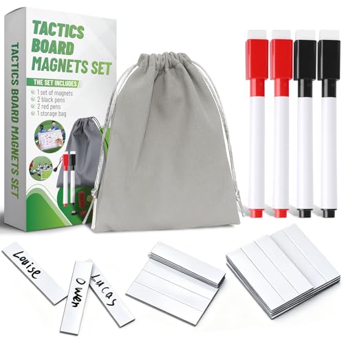 ZPU Baseball Lineup Board Magnets, 40Pcs 0.7 x 2.3 Inch Strong Magnetic Reusable Baseball Lineup Cards Set with 2 Dry Erase Black Marker Pens, 2 Red Marker Pens, 1 Storage Bag (Board NOT Included) - style: Baseball Cards