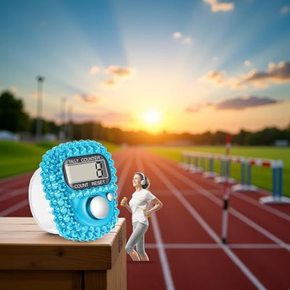 Electronic Finger Tally Counter Clicker Counter,Portable Digital Display Tally Counter,Convenient Resettable Mini Lap Counter for Golf Goods Counting Accessories,Track and Field Lap Counters - color: Blue