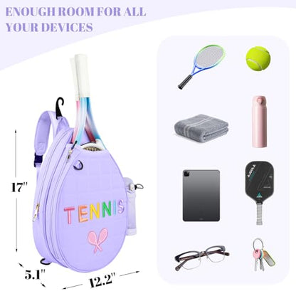 NZNDB Tennis Bags for Women Girl, Tennis Sling Crossbody Backpack, Water Resistant Tennis Bag for Pickleball, Tennis, Racketball - color: Purple