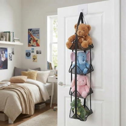 Black Hanging Sports Ball Organizer Bag | Mesh Wall Mount Storage for Basketball, Football, Soccer, Volleyball | Garage & Home Equipment Storage Solution