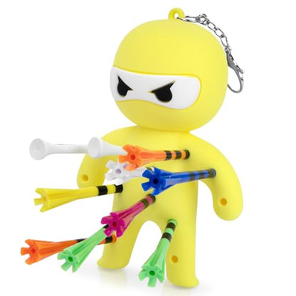 Golf Tee Holder, Ninja Portable Funny Golf Tees Holder Keychain Golf Gift Golf Accessories for Men & Women - color: Yellow