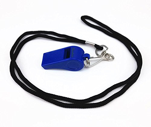 yueton Plastic Coach Whistles with Lanyard, Pack of 6 - color: Blue