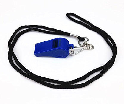 yueton Plastic Coach Whistles with Lanyard, Pack of 6 - color: Blue