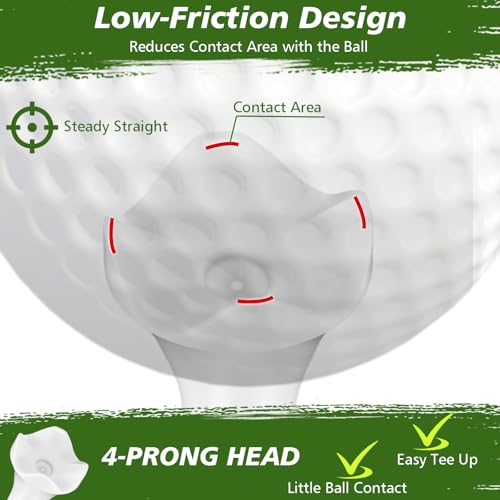 Soulchen 500 Pack 3-1/4 Inch Plastic Golf Tees - 4-Prong Curved Design for Longer Drives Low Spin & Low Friction Tees Bulk with Optimized Shaft Strength & Flexibility for Driving Range