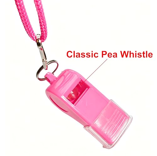 12 Packs Sports Whistles with Lanyard, for Coaches, Referees and Officials - color: Pink