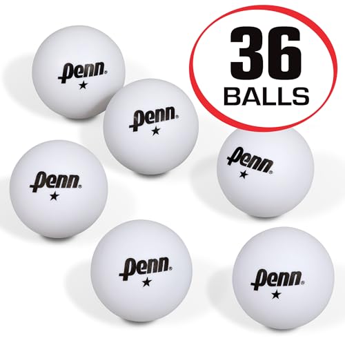 Penn 40mm 1-Star White Ping Pong Balls, Box of 36 Official Tournament Size Table Tennis Balls - size: 40mm