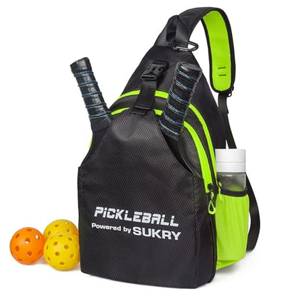 SUKRY Pickleball Bag Lightweight Sling Backpack for Men and Women with Multi-Pocket Crossbody Gym & Travel Backpack Pickle Ball Accessories - color: Yellow