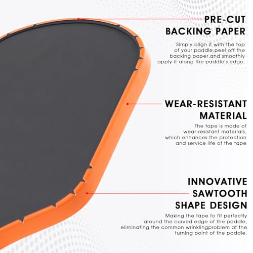 PICKLETECH Pickleball Paddle Protection Tape - Paddle Head Edge Guard - Racket Edge Protection Tape -Fit Perfectly Curved Edge -No Wrinkling - color: Orange, size: Width 20mm