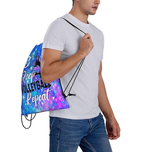 Eat Sleep Volleyball Repeat Drawstring Backpack Gym String Bag Drawstring Sackpack Sport For Womens Mens