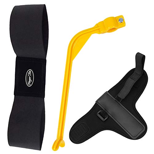 Amy Sport Golf Swing Training Aid Wrist Hinge Adjustable Arm Band with Hanger Ball Connection Band for Correction, Men Women Ball Between Arms Practice Tool - color: Dark-3 Pack