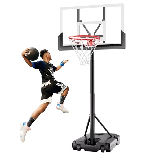 Feelwin Basketball Hoop, Portable Adjustable Height Basketball Goal with Wheels in Driveway, Backyard & Outdoor for Kids Youth and Adults - size: 45in Backboard