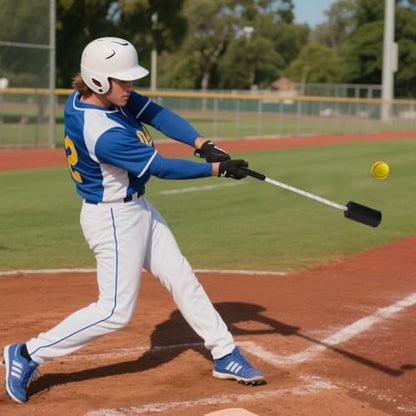 Baseball & Softball Swing Trainer Bat - Batting Practice Equipment - Includes Rope Swing Training Bat with 12 Training Balls & Tote Bag, Training Tool, Batting Aid