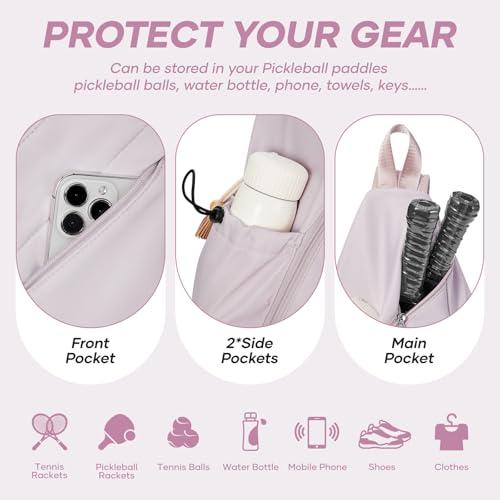 Pickleball Bag for Women Men, Crossbody Sling Bags Pickleball Paddle Bag Should Chest Bags Backpack - color: Purple