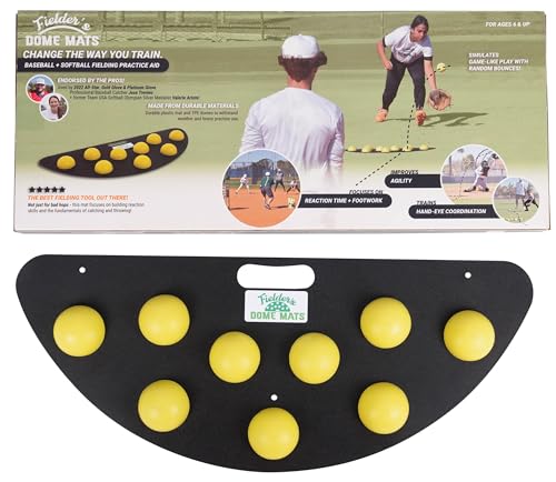 Fielder's Dome Mat – Baseball and Softball Bad Hop Training Equipment for Fielding Practice, Agility, Hand-Eye Coordination and Reaction Speed. Durable, Multi-Surface Compatible. 33.5" x 14" x 1.75"