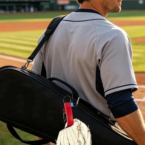 Baseball Glove & Gear Hanger Clip, Adjustable Baseball Glove Loop Holder Bag Attachment Accessories Parts Strap D-Ring Hooks for Fence Players & Drying Sports Equipment - color: Red