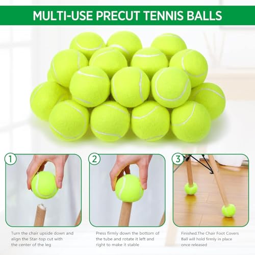 Macarrie 40 Pieces Precut Tennis Balls for Chairs Tennis Ball Chairs Foot Covers for Furniture Leg Classroom Floor Protection Chair Desk Legs Coverings(Yellow) - color: Yellow
