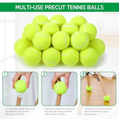 Macarrie 40 Pieces Precut Tennis Balls for Chairs Tennis Ball Chairs Foot Covers for Furniture Leg Classroom Floor Protection Chair Desk Legs Coverings(Yellow) - color: Yellow
