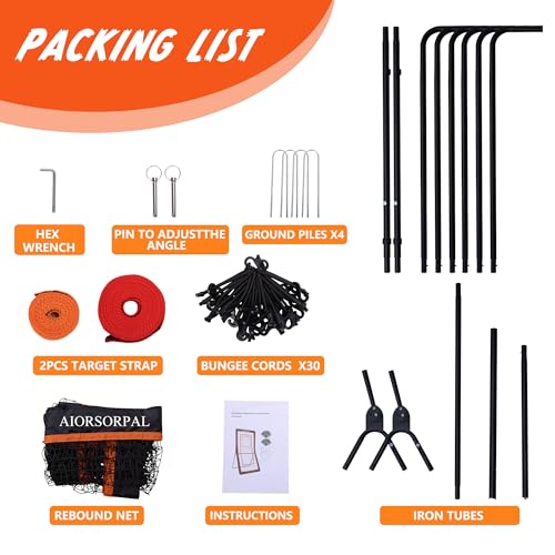 4x7FT Lacrosse Rebounder, Volleyball Rebounder Net, 5 Adjustable Angles Lacrosse Bounce Back for Backyard & Outdoor, Baseball Softball and Soccer Rebound with Target Strip, Sturdy Frame