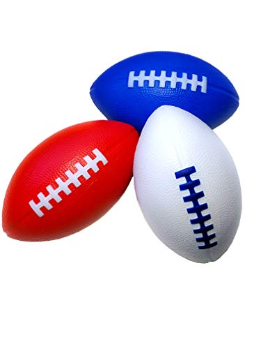 Foam Kids Football - 7.25' Small, Soft Football - Toddler Mini 3 Pack - color: 1-Red, 1-White, 1-Blue